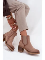 Botki Sztyblety Damskie Na Obcasie Ocieplane Beżowe Zelia