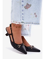 Dámské sandály na podpatku s špičatými špičkami Černé Felessa