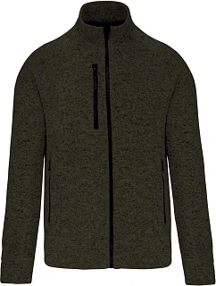 Kariban K 9106 Pánska melírovaná pletená fleecová bunda 20.9106 tmavá khaki melírovaná