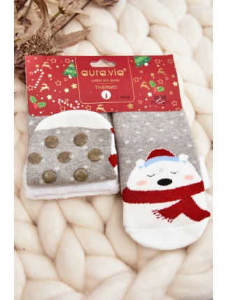 Świąteczne Skarpetki Misie Szare Świąteczne Skarpetki Misie Szare