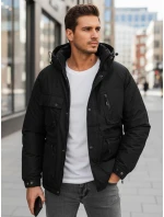 Pánska zimná bunda s kapucňou čierna FashionStreet TX5108