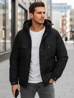 Pánska zimná bunda s kapucňou čierna FashionStreet TX5108