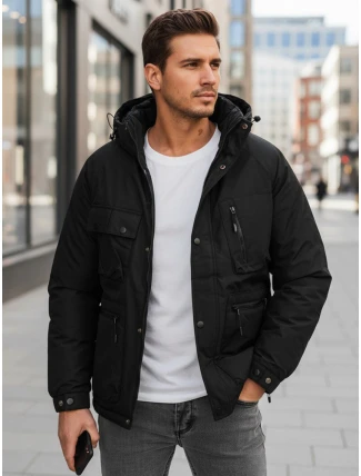 Pánska zimná bunda s kapucňou čierna FashionStreet TX5108