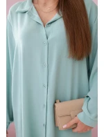 Dlhá košeľa s viskózou tmavej mentolovej farby