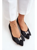 Eleganckie Zamszowe Baleriny Damskie Z Kokardką Laura Messi 2893 Czarne