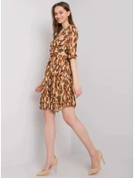 Dámske šaty DHJ SK 11332.67P Brown mix farieb - FPrice Dámske šaty DHJ SK 11332.67P Brown mix farieb - FPrice