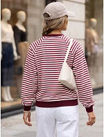 Dámska bavlnená mikina s pruhmi Azara, bordová, FashionStreet RY2932 Dámska bavlnená mikina s pruhmi Azara, bordová, FashionStreet RY2932
