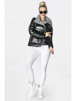 Čierna dámska bunda s leskom (OMDL-023)