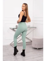 Pruhované legíny s vysokým pásom tmavo mätové