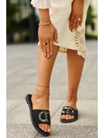 Damskie Płaskie Klapki Z Cekinami S.Barski KV27-052 Czarne