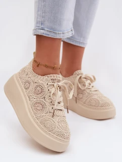 Dámske pletené tenisky na platforme Beige Evalora