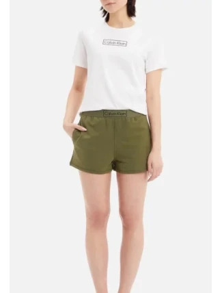 Dámsky kraťasový set - QS6804E 0SR biela / khaki - Calvin Klein Dámsky kraťasový set - QS6804E 0SR biela / khaki - Calvin Klein