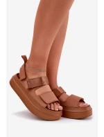 Sandały Damskie Na Platformie Z Rzepami Camel Nitepira