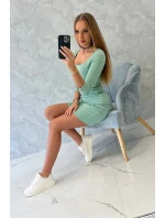 Šaty s gombíkovým výstrihom tmavo mätové Šaty s gombíkovým výstrihom tmavo mätové