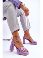 Damskie Zamszowe Sandały Na Obcasie I Platformie Fioletowe Verda