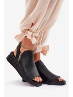 Sandały Damskie Na Koturnie Czarne Mevinette