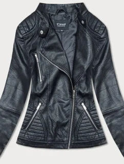 Čierna bunda ramoneska so stojačikom (B0117)