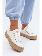 Krajkové tenisky espadrilky na platformě Lee Cooper LCW-26-31-4326 Bílé