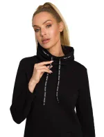 Dámske pletené midi šaty s pruhmi a logami M688 čierne - MOE Dámske pletené midi šaty s pruhmi a logami M688 čierne - MOE