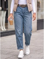 Dámske baggy džínsy s opaskom, modré, FashionStreet UY3123 Dámske baggy džínsy s opaskom, modré, FashionStreet UY3123
