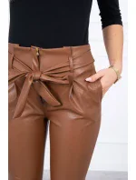 Kožené nohavice viazané vpredu hnedé Kožené nohavice viazané vpredu hnedé