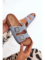 Damskie Klapki Na Korkowej Platformie Z Klamrami Jasny Jeans Vesina Damskie Klapki Na Korkowej Platformie Z Klamrami Jasny Jeans Vesina