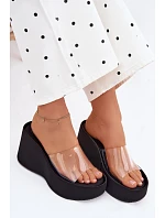 Dámské sandály na platformě s průhledným páskem Černé Zolretia