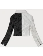 Čierno-ecru dvojfarebná bunda ramoneska J Style s vreckami (11Z8108) Čierno-ecru dvojfarebná bunda ramoneska J Style s vreckami (11Z8108)