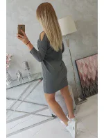 Šaty s 3D grafikou, grafitová čipka