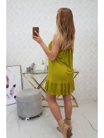 Šaty s tenkými stuhami z kiwi