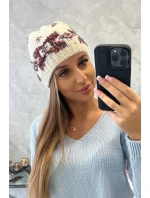 Dámska čiapka Otylia K387 ecru+bordeaux