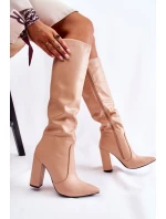 Klasyczne Kozaki Na Słupku Nude Mayra