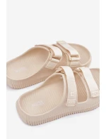 Piankowe Klapki Damskie Z Rzepami Big Star RR274A529 Beżowe
