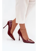 Lakierowane Szpilki Ze Złotym Detalem Bordowe Paivelle