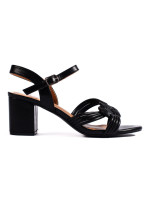 Pekné čierne sandále pre ženy na širokom podpätku
