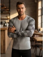 Pánsky sveter ecru cez hlavu FashionStreet WX1636 Pánsky sveter ecru cez hlavu FashionStreet WX1636