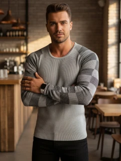 Pánsky sveter ecru cez hlavu FashionStreet WX1636