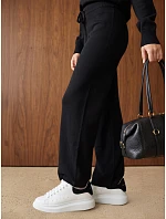 Dámska pletená súprava so širokými nohavicami, čierna, FashionStreet AY1225