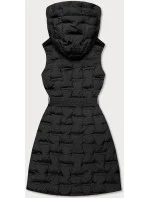 Dámska dlhá čierna vesta s opaskom (JIN217)