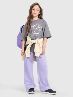 Dievčenské tričko oversize s potlačou 4F 4FJRAW25TTSHF3197-22S