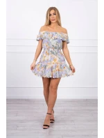 Zelené kvetinové šaty s otvorenými ramenami