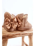 Dívčí teplé sněhule s mašlemi Béžove Meriva Dívčí teplé sněhule s mašlemi Béžove Meriva