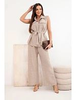 Dámska súprava s uzlovou blúzkou a širokými nohavicami fango Dámska súprava s uzlovou blúzkou a širokými nohavicami fango