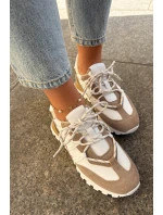Skórzane Półbuty Sneakersy Damskie Artiker 56C1738 Beżowo-Złote
