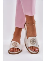 Sandały Damskie Na Płaskim Obcasie Z Ozdobą S.Barski KV51-002 Srebrne