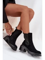 Botki Sztyblety Damskie Ocieplane Na Klocku Czarne Zoralia