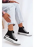 Dámské vysoké tenisky na platformě Černé Liline