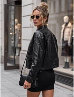 Dámska kožená bunda v štýle Ramones, čierna, FashionStreet TY5849 Dámska kožená bunda v štýle Ramones, čierna, FashionStreet TY5849