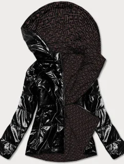Čierno/hnedá obojstranná dámska bunda (W588BIG)