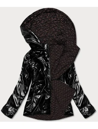 Čierno/hnedá obojstranná dámska bunda (W588BIG)